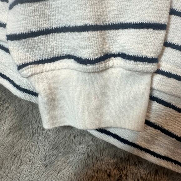 Mus & Bombon Aldea Stripe Sweatshirt Boucle Knit Top S Small Navy Blue Cream - Picture 6 of 10